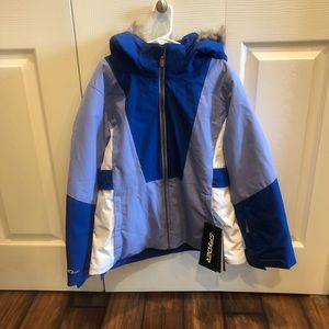 Spyder Kids Puffer Jacket in Blue and White